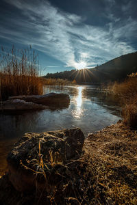 Scenic view of lake against sky