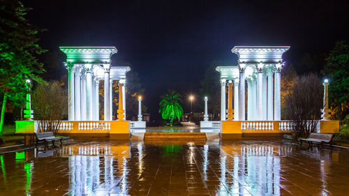 View of illuminated building at night