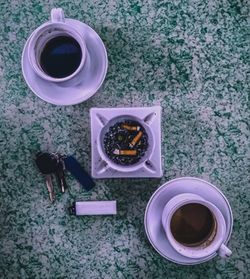 Directly above shot of black coffee on table