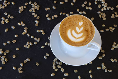 High angle view of cappuccino