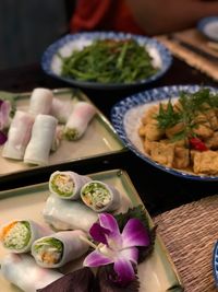 High angle view of food on table