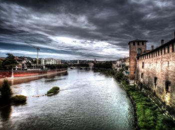 View of river against cloudy sky