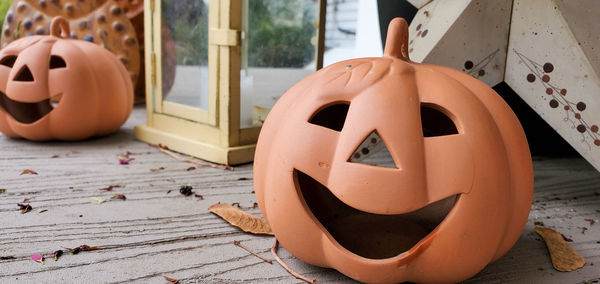 Jack o lantern on table