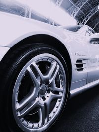 Close-up of vintage car on street