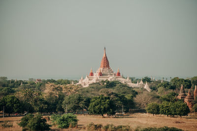 View of temple building against clear sky