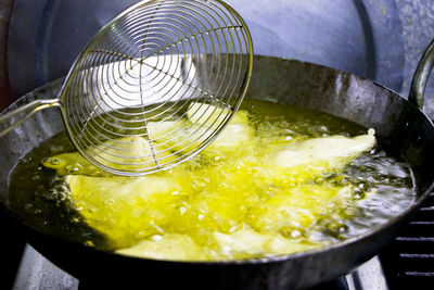 High angle view of water in bowl