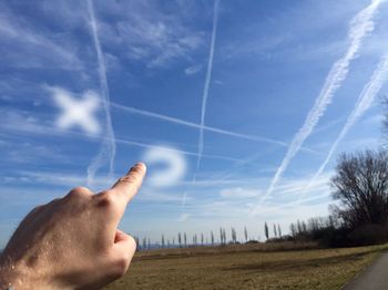 Cropped image of person standing on landscape