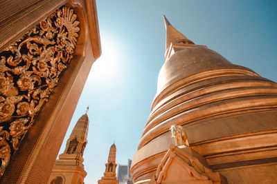 Low angle view of temple building against sky