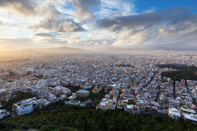 Evening view of athens from lycabettus hill, greece.