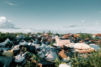 Panoramic shot of field against sky