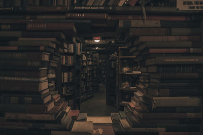 Stack of books in shelf