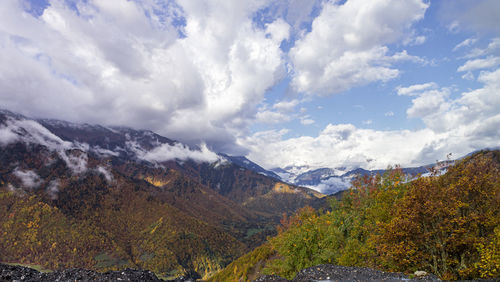 Scenic view of mountains against sky