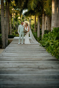 Couple walking in park