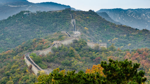The fantastic view of the great wall of china at fall.