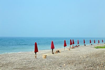 Scenic view of sea against blue sky