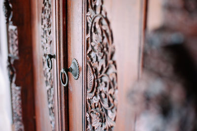 Close-up of closed wooden door