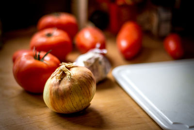 Close-up of tomatoes on table