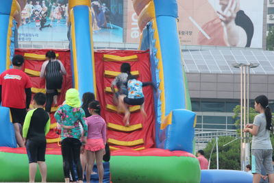 Group of people in amusement park