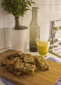 Close-up of breakfast on table