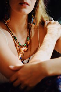 Close-up of woman with hands