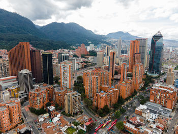 High angle view of cityscape against sky