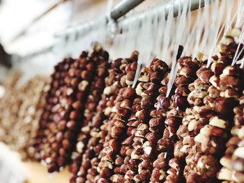 High angle view of coffee beans on table