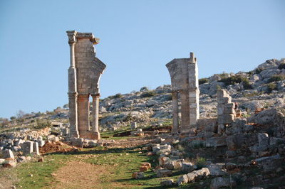 Old ruins of building against clear sky