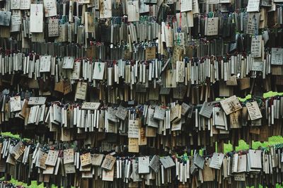 Full frame shot of padlocks hanging