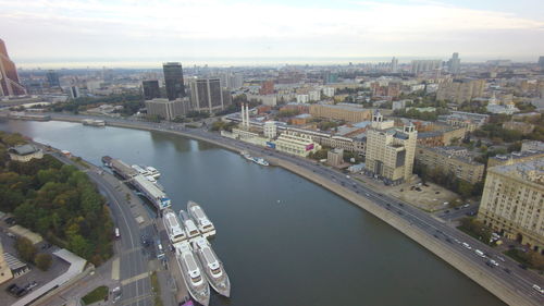 High angle view of bridge over river