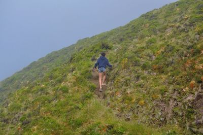 Man hiking on mountain