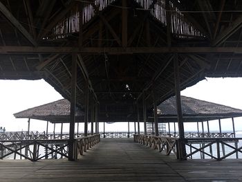 Interior of bridge against sky