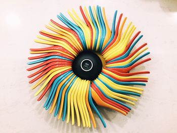 Close-up of colorful paper on table