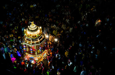 High angle view of crowd during deepavali festival 