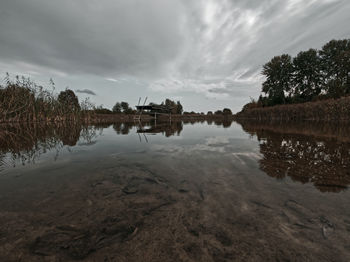 Scenic view of lake against sky