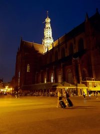 View of illuminated cathedral at night