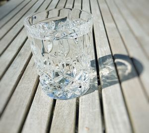 High angle view of drink on table