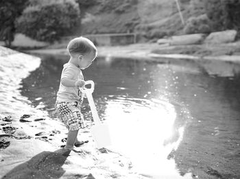 Cute boy in water