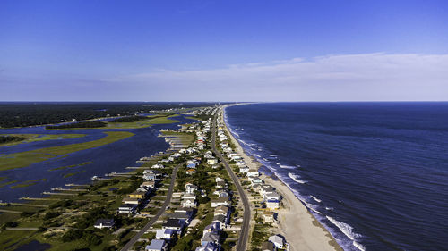 High angle view of beach against sky