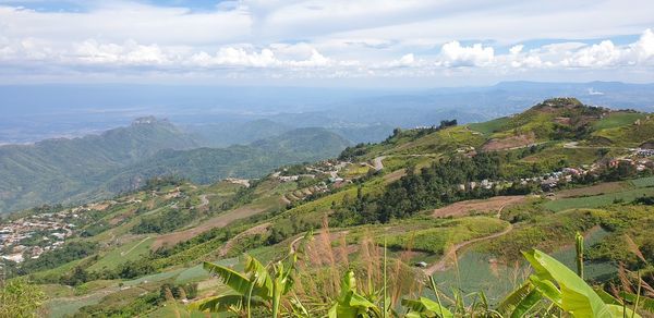 Scenic view of mountains against sky