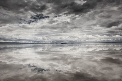 Scenic view of sea against cloudy sky