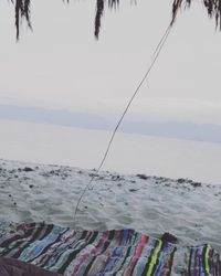 Close-up of beach against sky