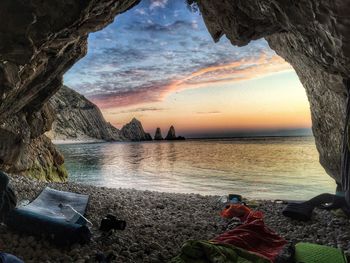 Scenic view of sea at sunset