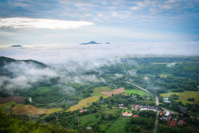 Aerial view of townscape against sky