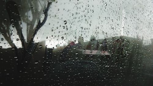 Close-up of raindrops on glass window