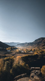 Scenic view of landscape against clear sky