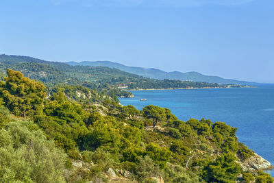 Scenic view of sea against clear sky