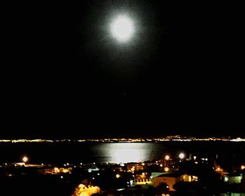 View of illuminated city at night