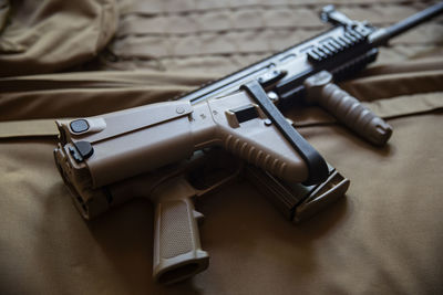 Close-up of piano on table