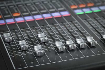 Detail shot of mixing console