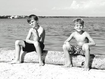 Full length of two children on beach